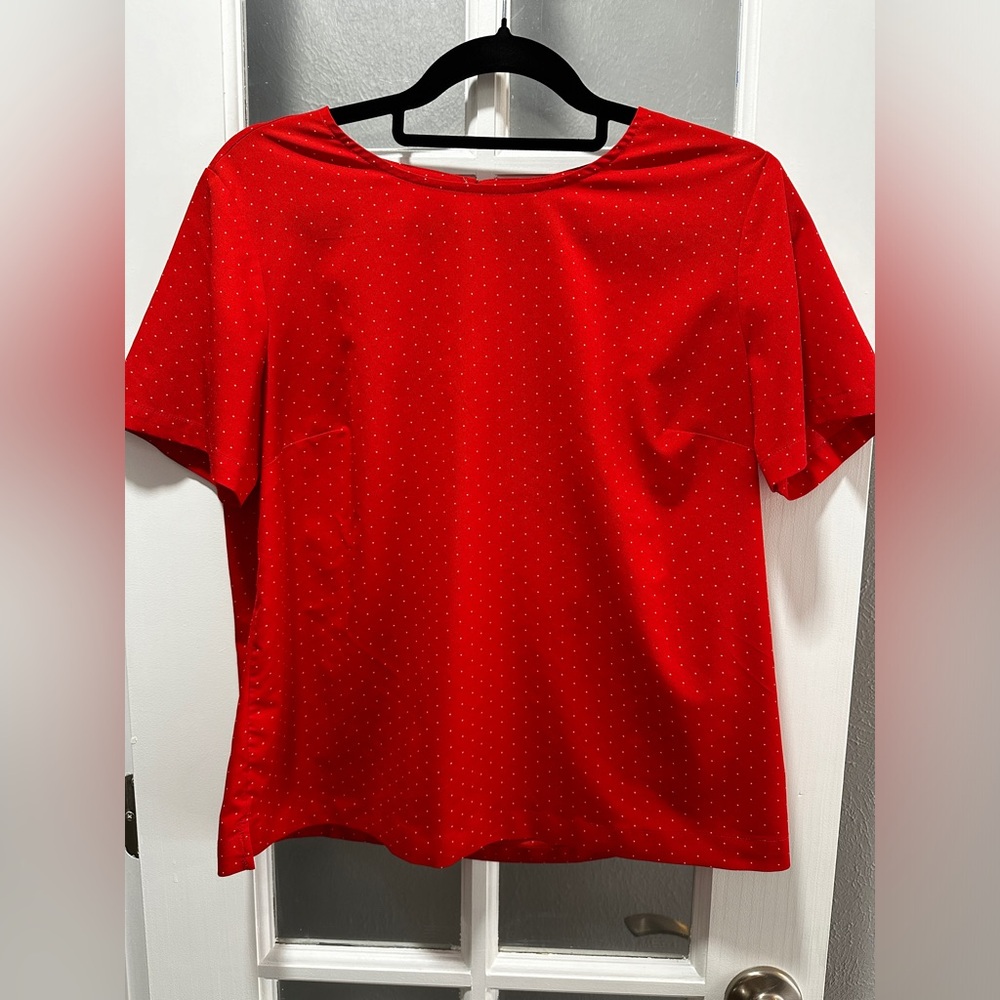 A New Day Red With White Polka Dot Blouse - Picture 1 of 7